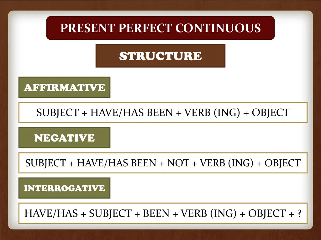 present perfect continuous 2