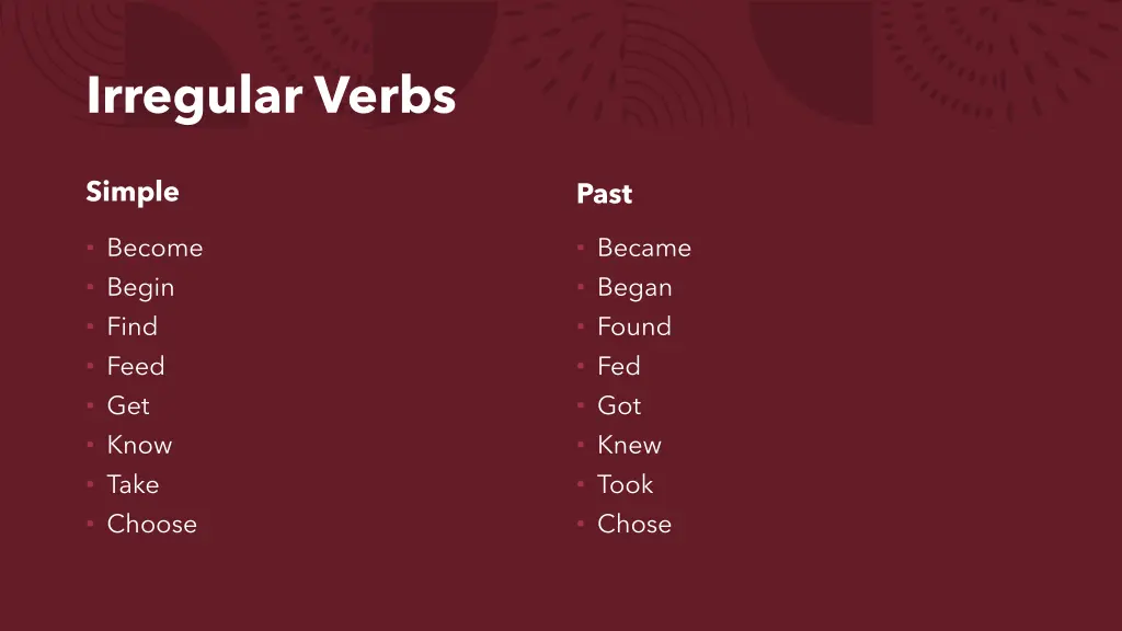 irregular verbs