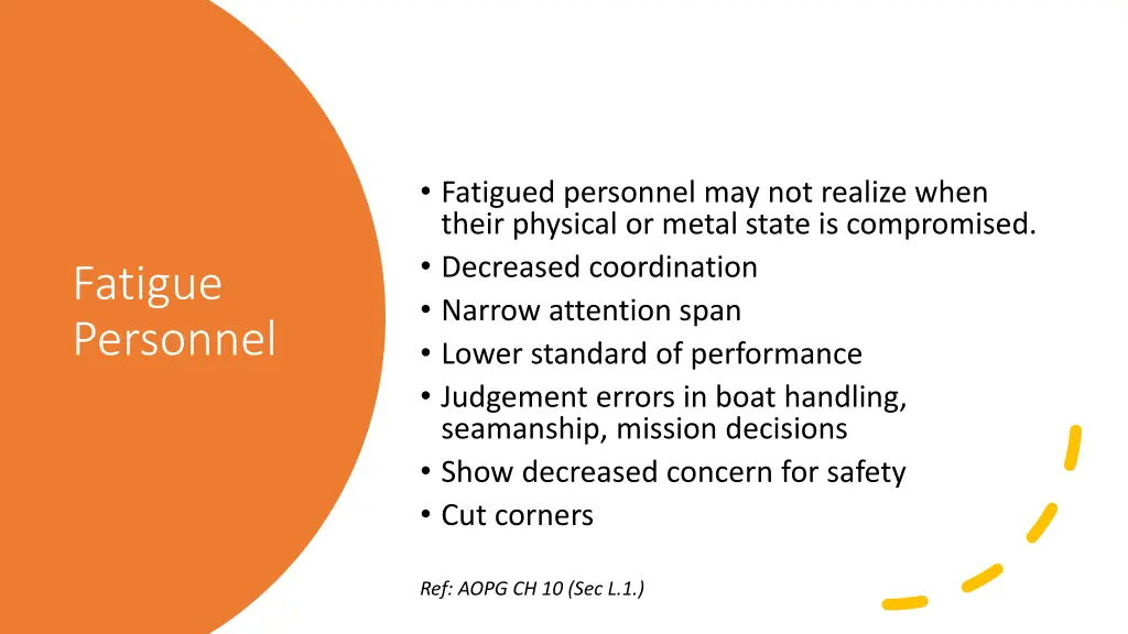 fatigued personnel may not realize when their