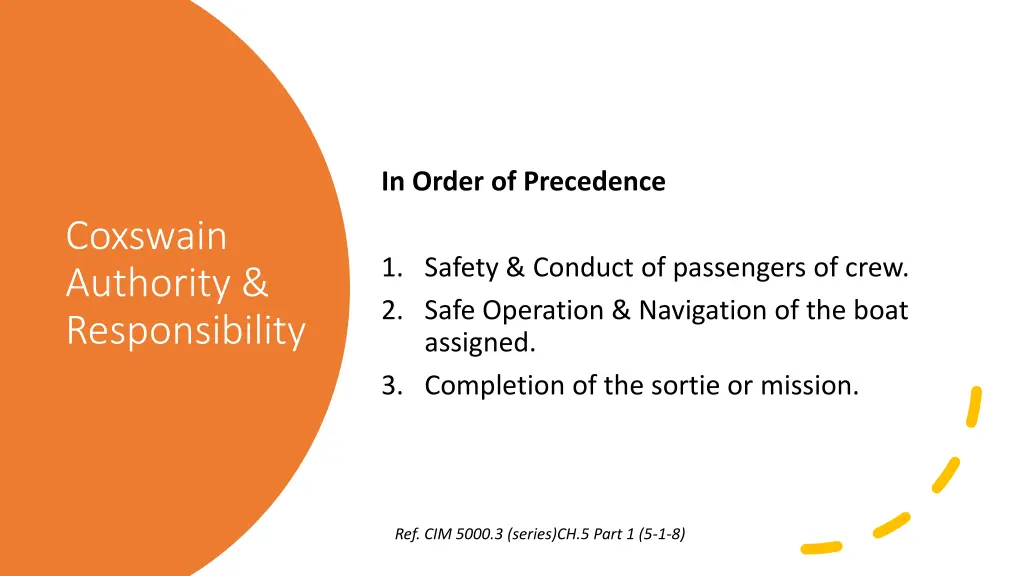 in order of precedence
