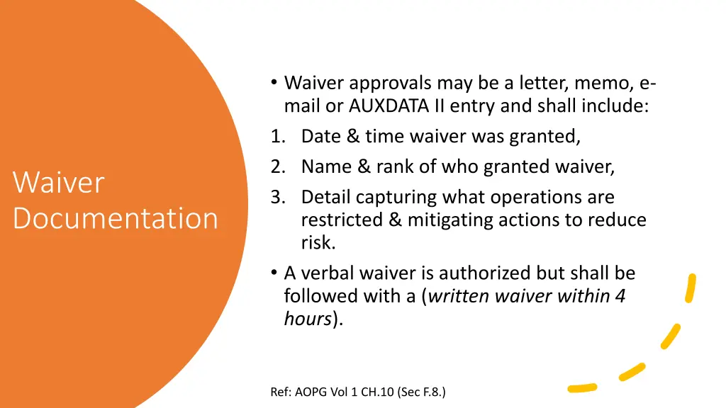 waiver approvals may be a letter memo e mail