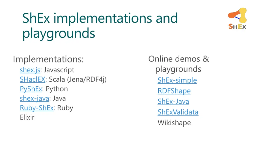 shex implementations and playgrounds