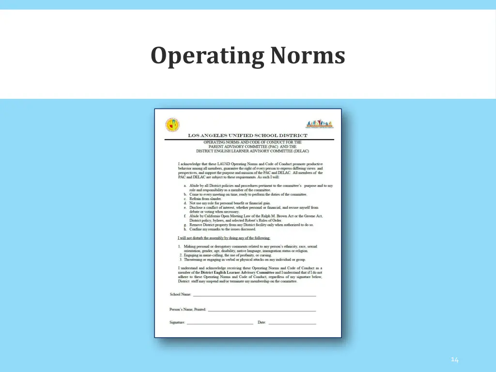 operating norms