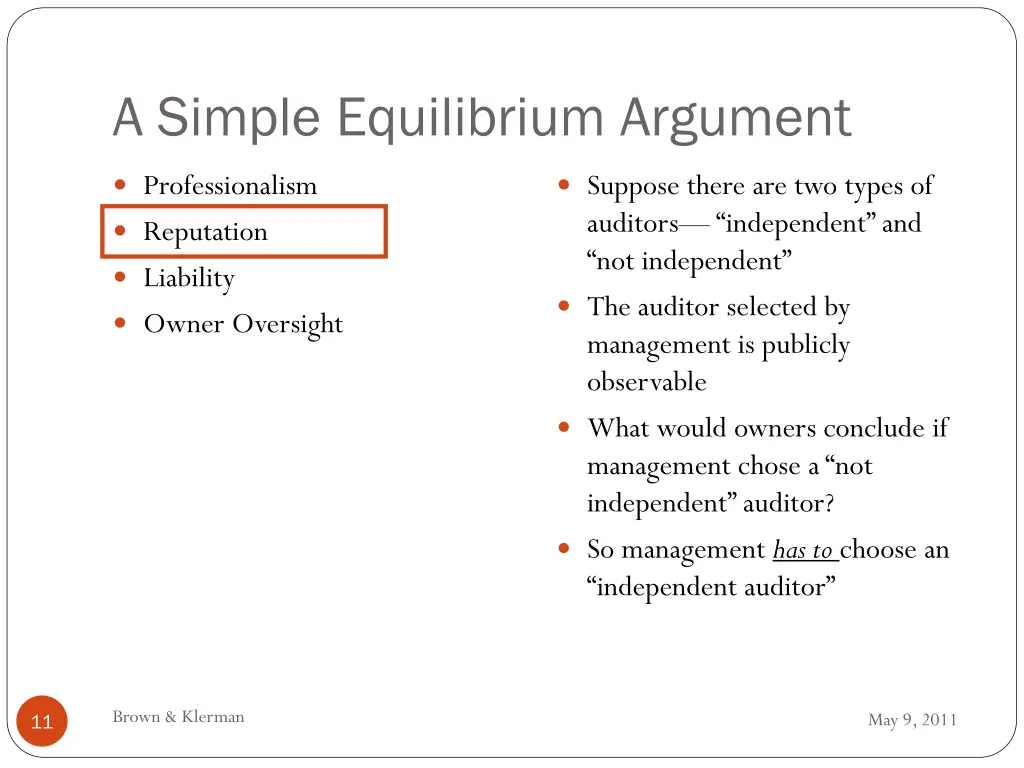 a simple equilibrium argument