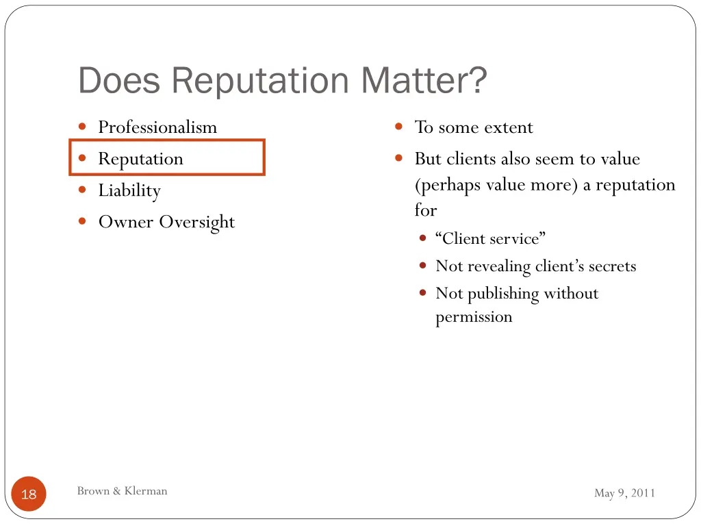 does reputation matter