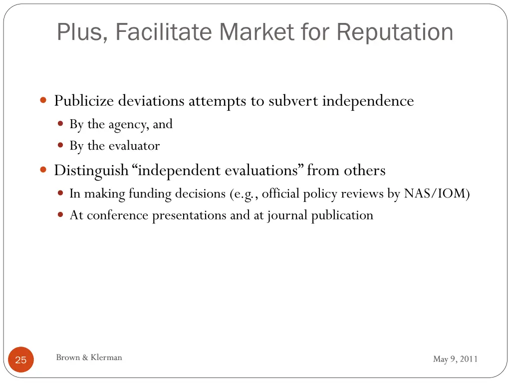 plus facilitate market for reputation