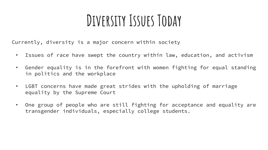 diversity issues today