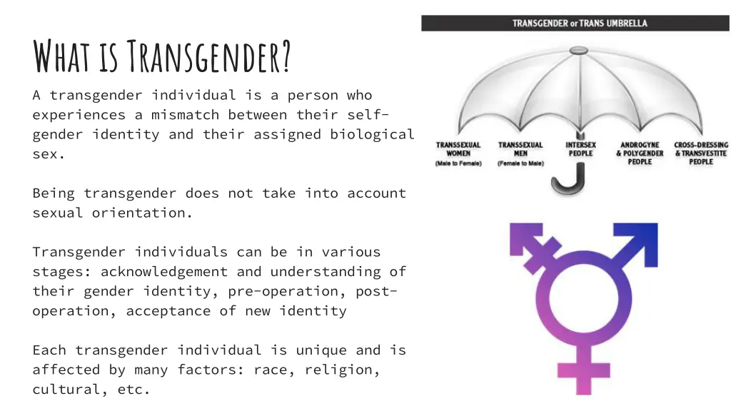 what is transgender a transgender individual