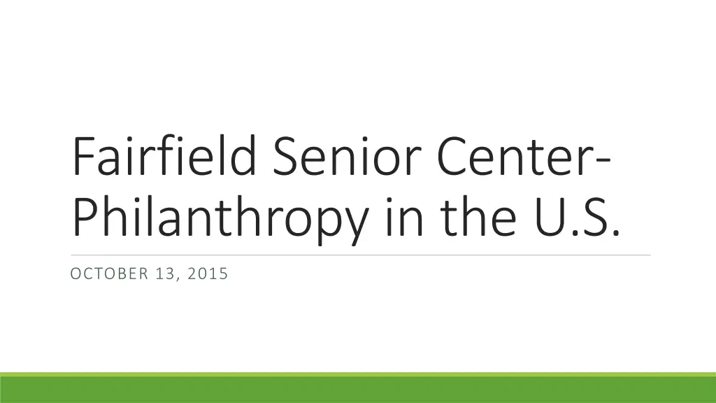 fairfield senior center philanthropy in the u s