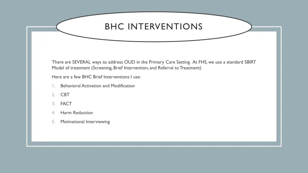 bhc interventions
