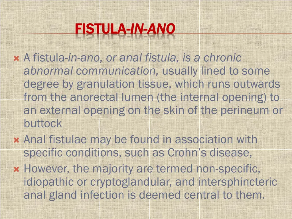 fistula fistula in