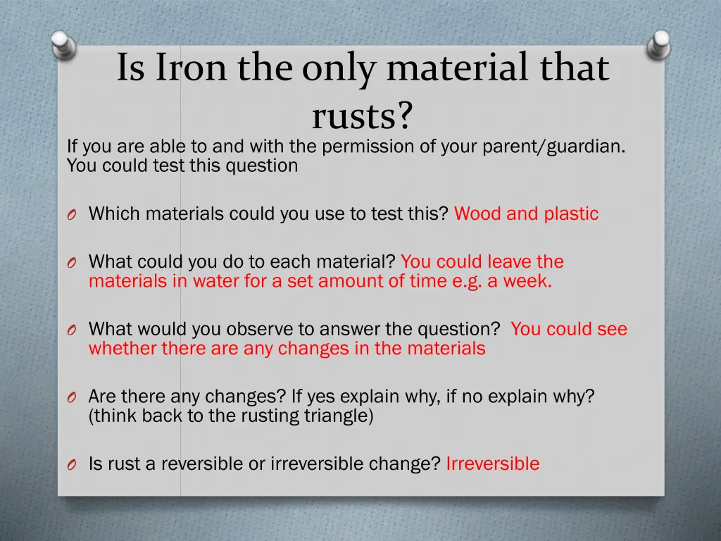is iron the only material that rusts