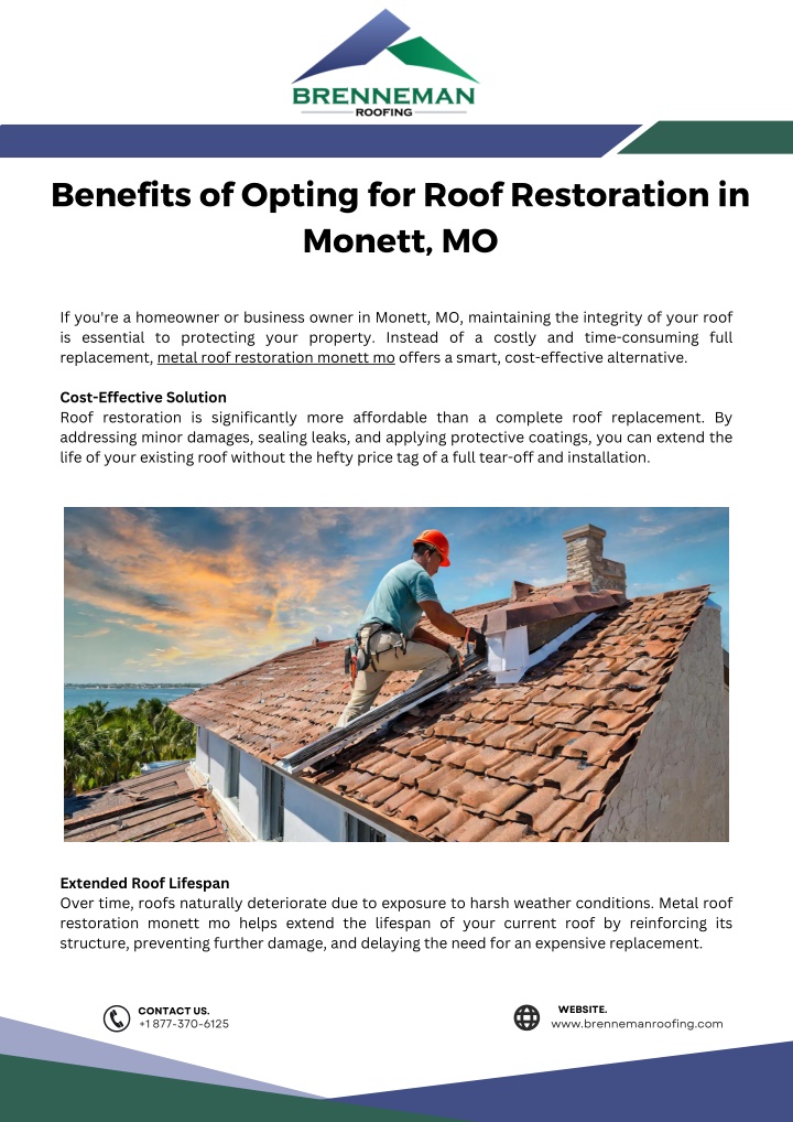 benefits of opting for roof restoration in monett