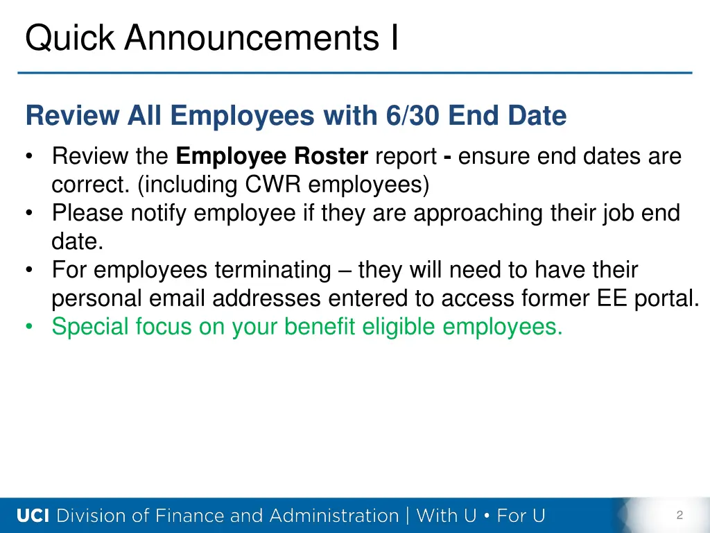 quick announcements i