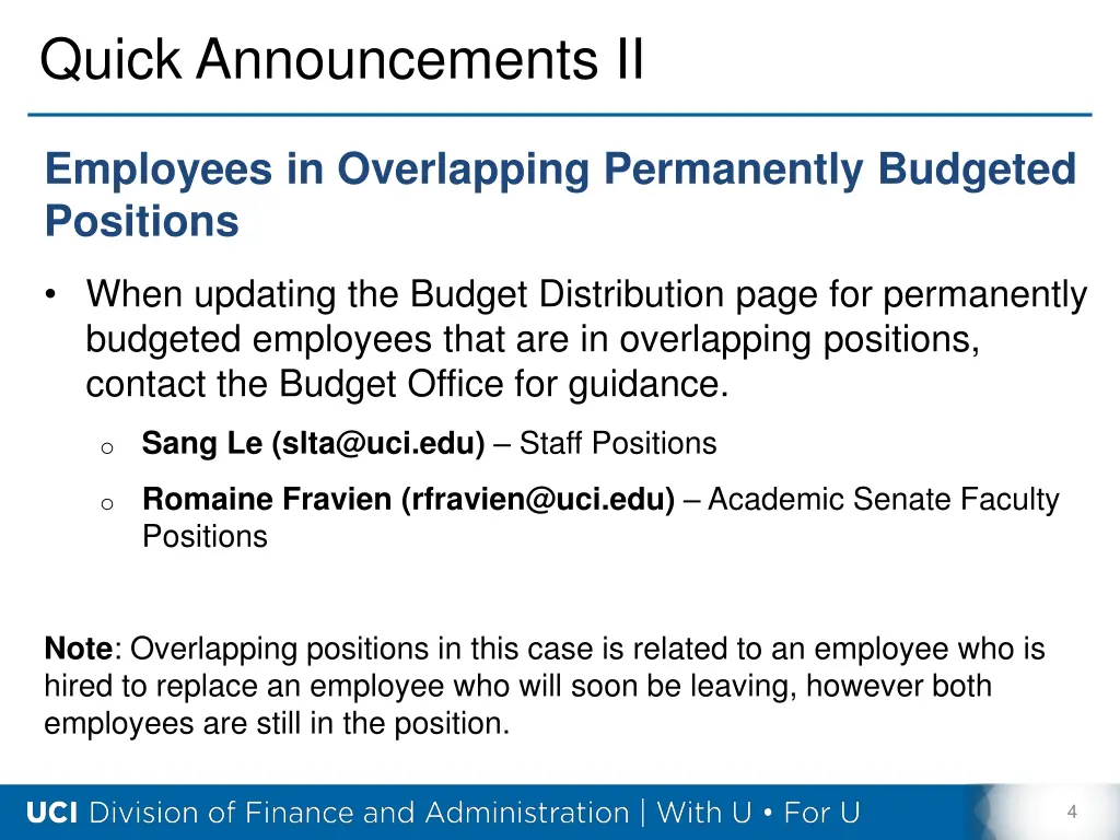 quick announcements ii