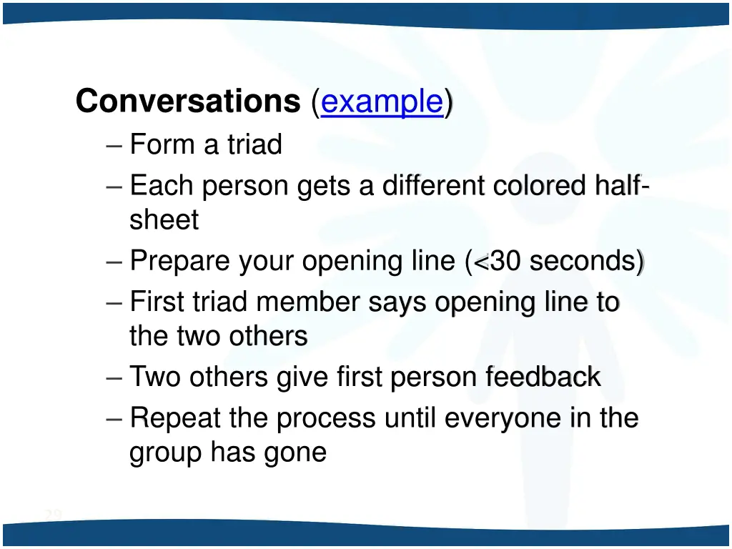conversations example form a triad each person