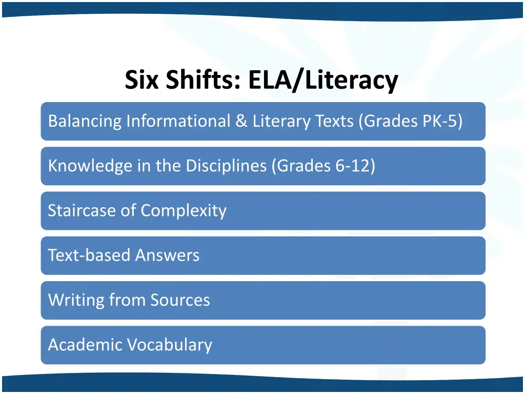 six shifts ela literacy