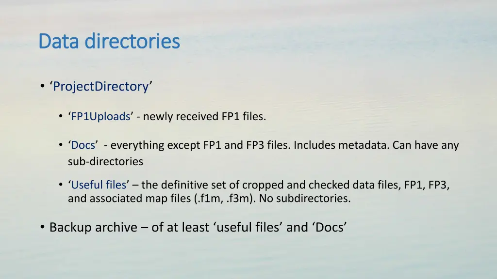 data directories data directories