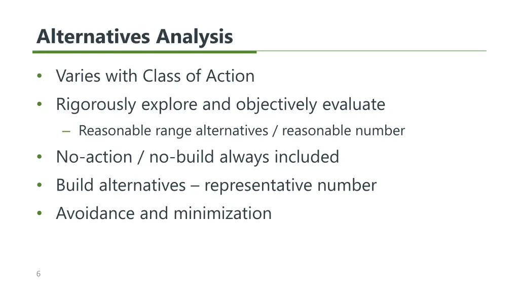 alternatives analysis