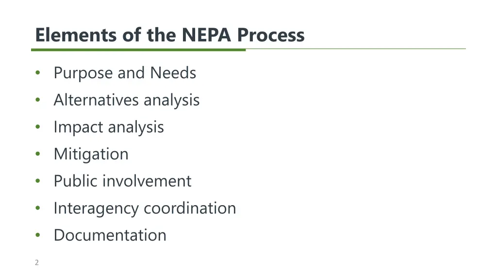 elements of the nepa process