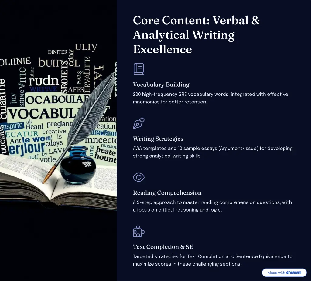 core co te t verbal a alytical writi g excelle ce
