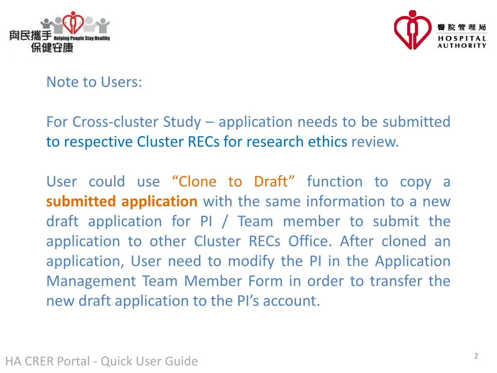 note to users