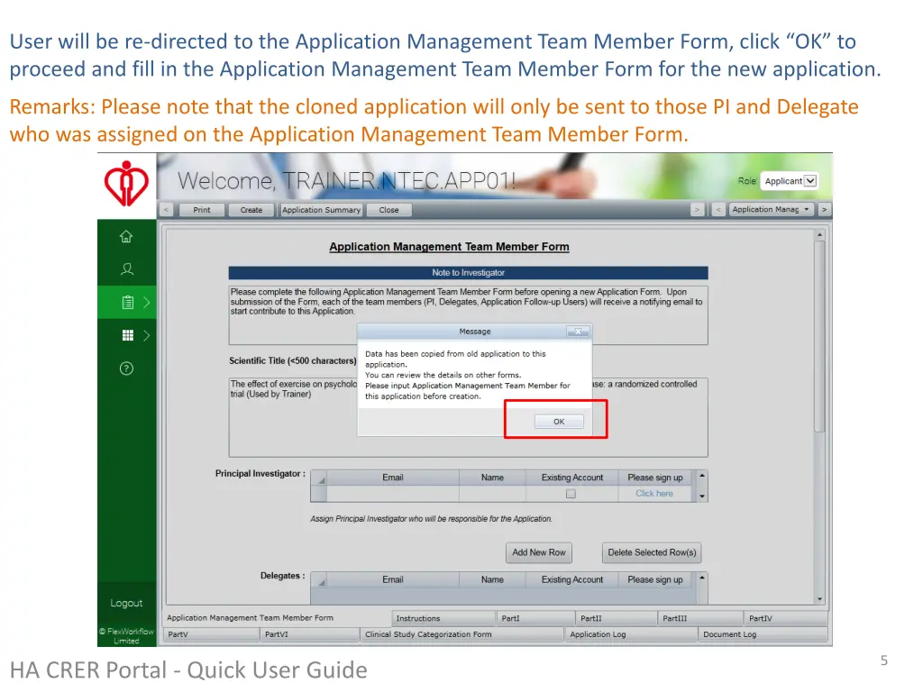 user will be re directed to the application