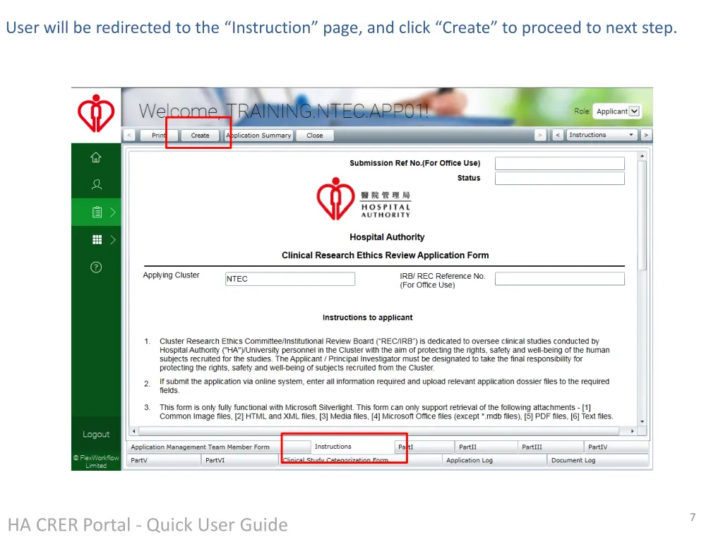 user will be redirected to the instruction page