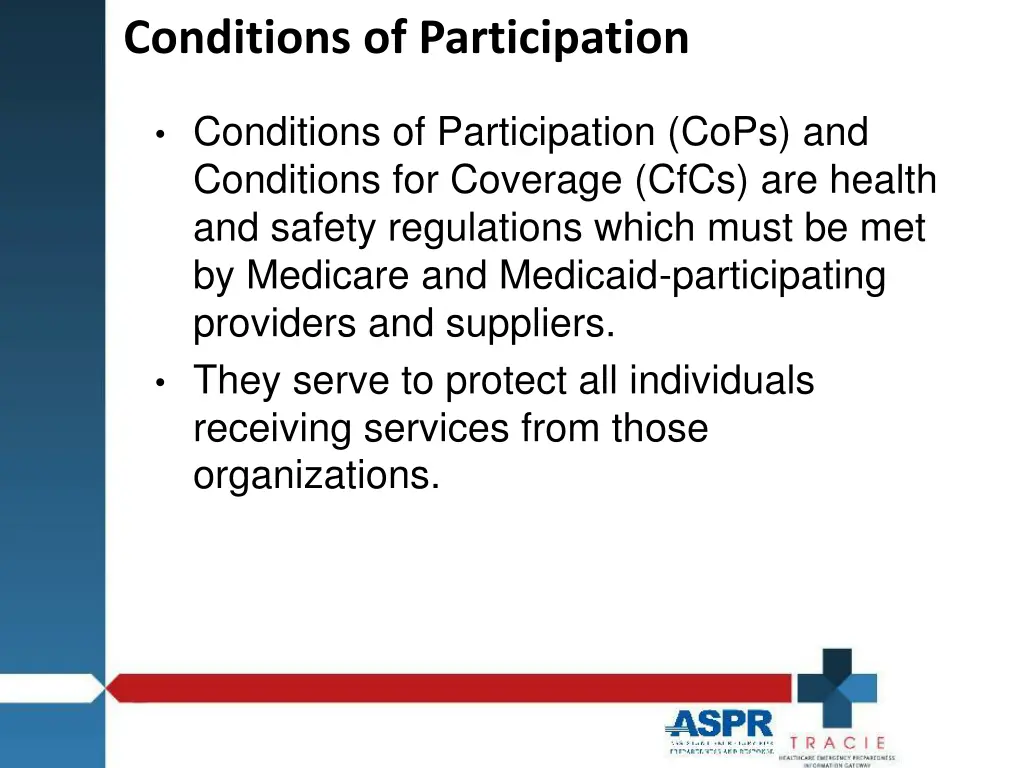 conditions of participation