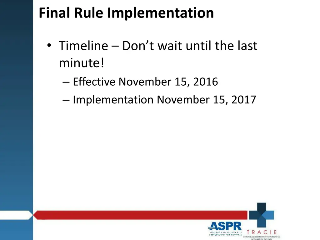 final rule implementation