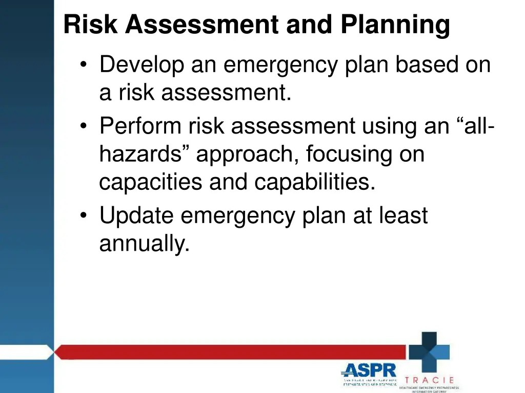 risk assessment and planning develop an emergency