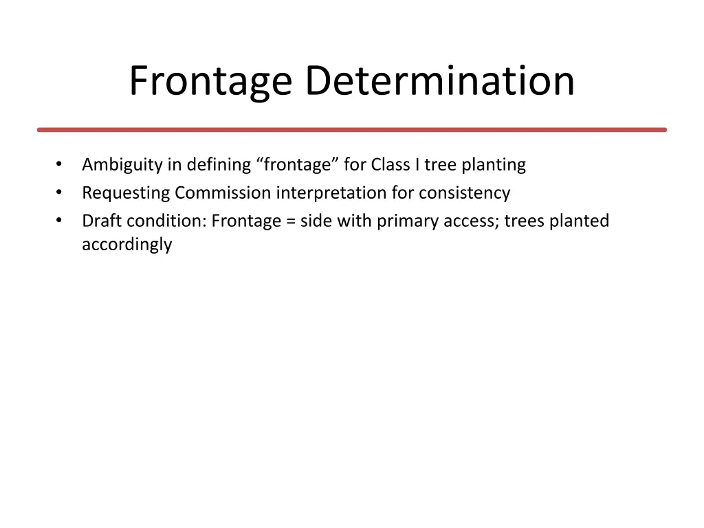 frontage determination