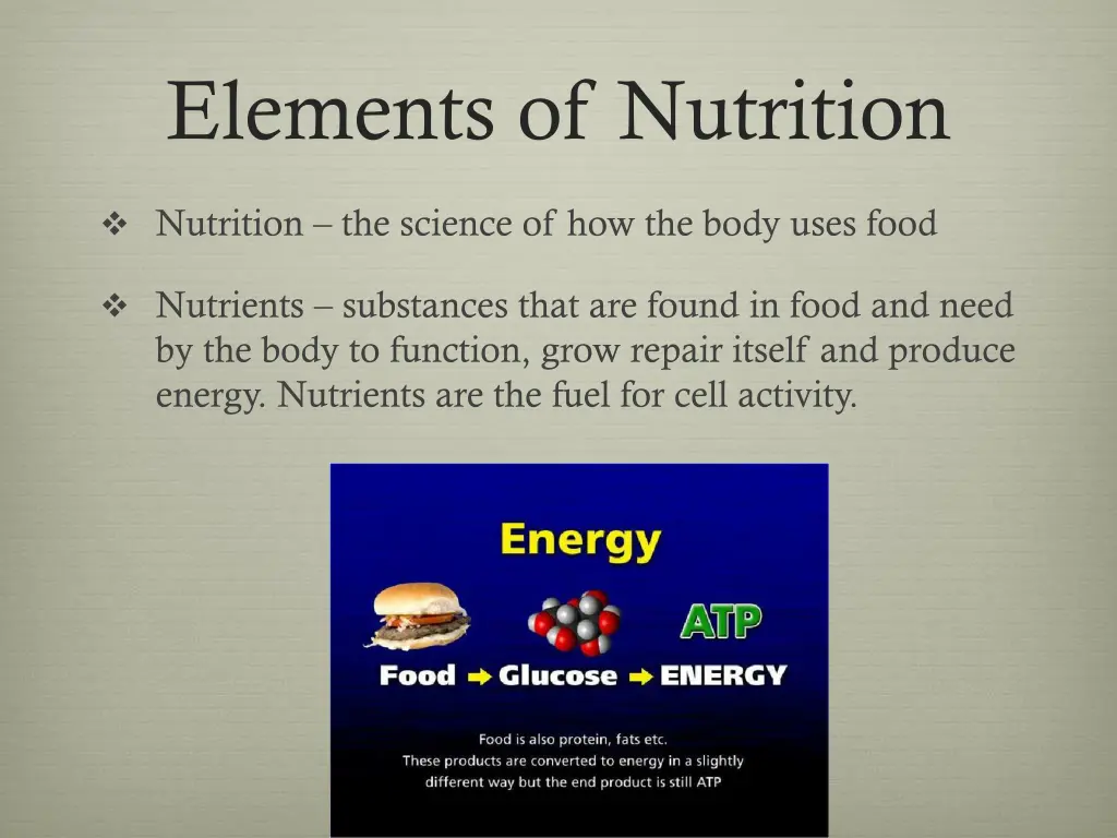 elements of nutrition
