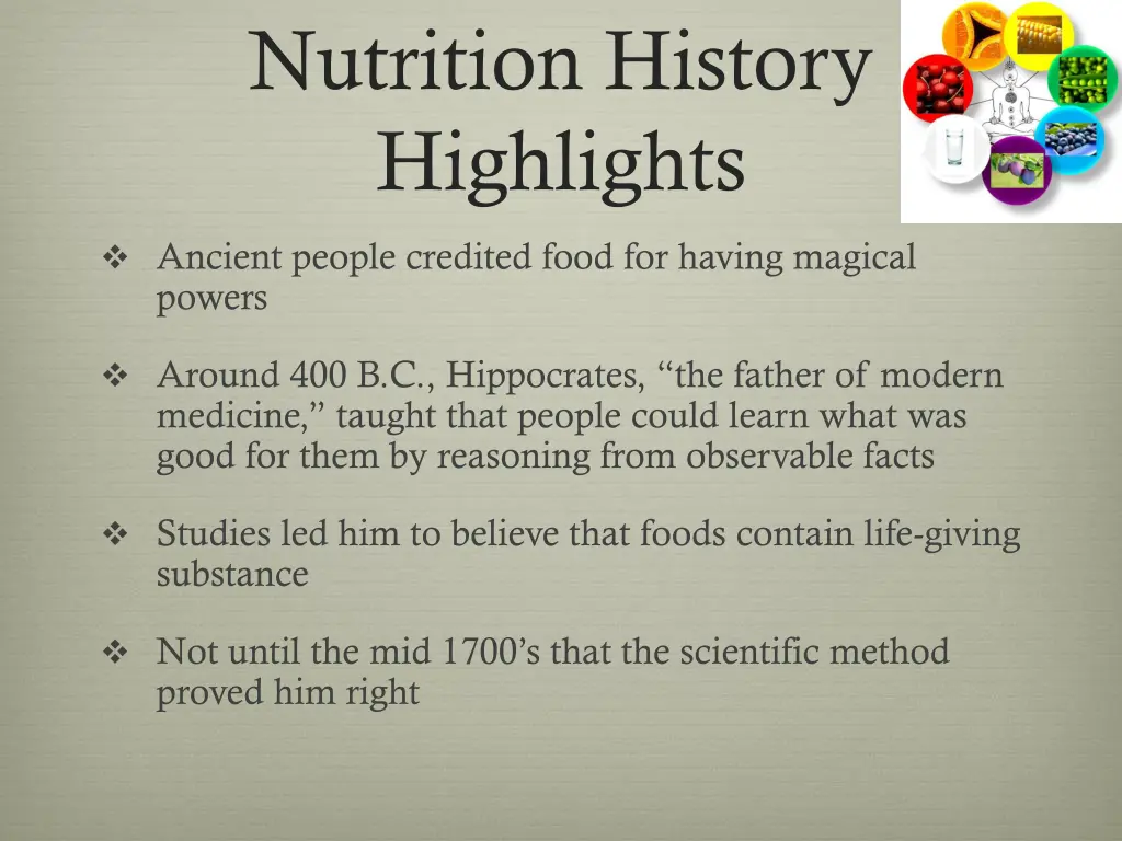 nutrition history highlights