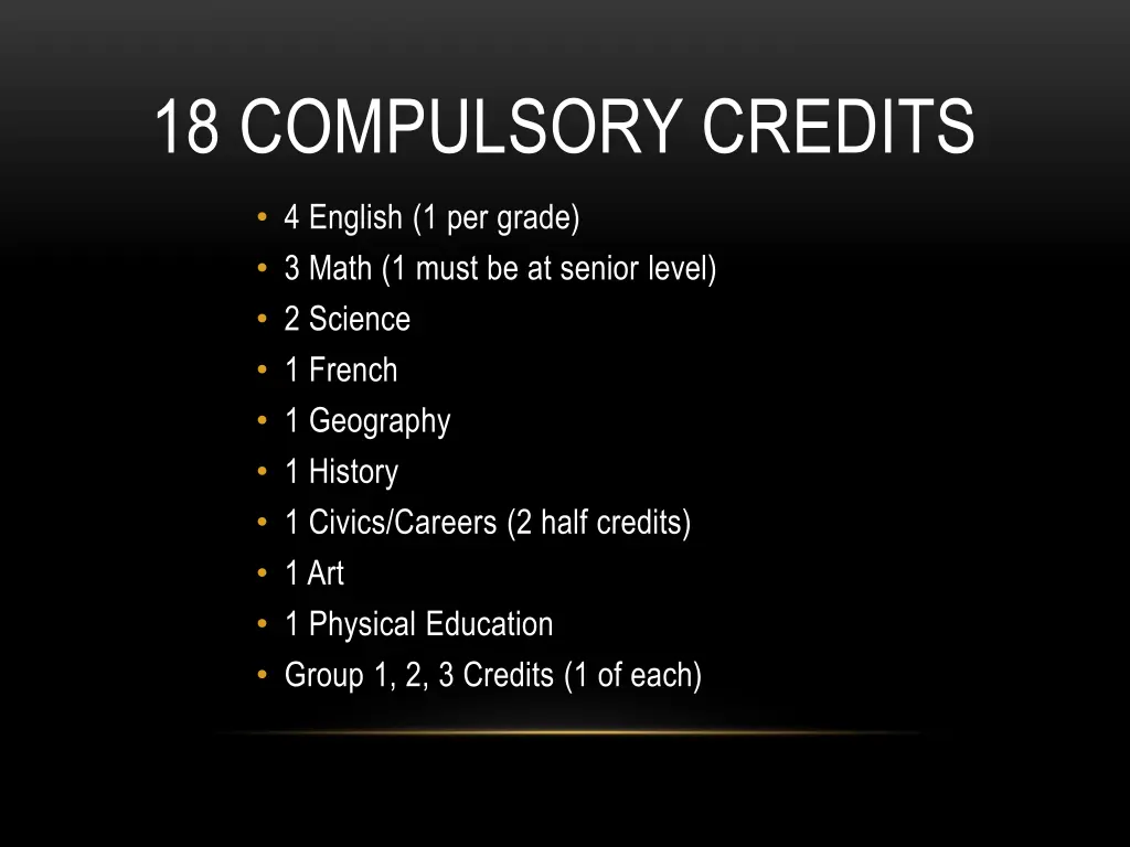 18 compulsory credits