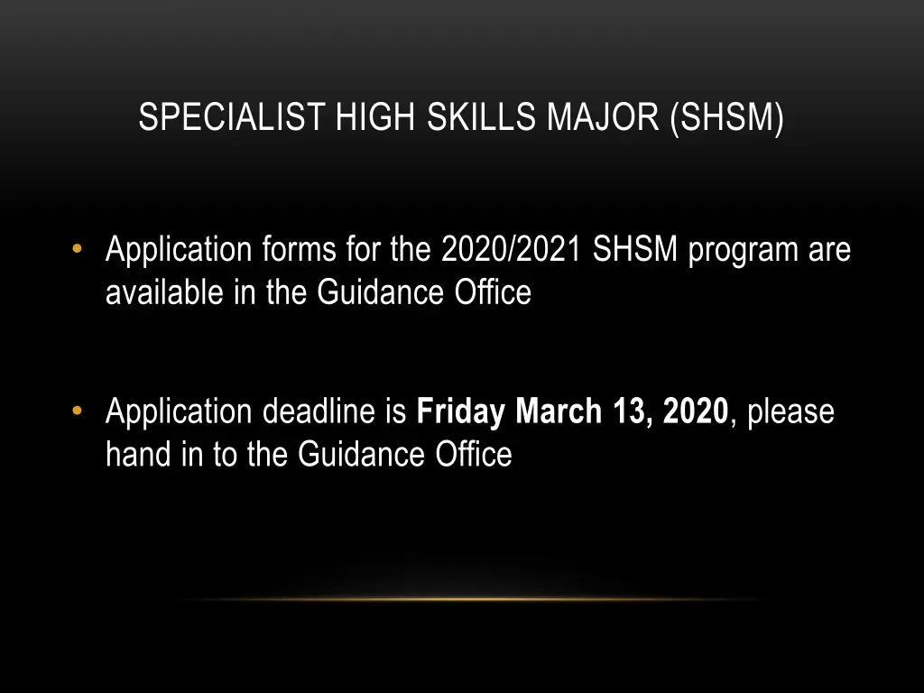 specialist high skills major shsm 1