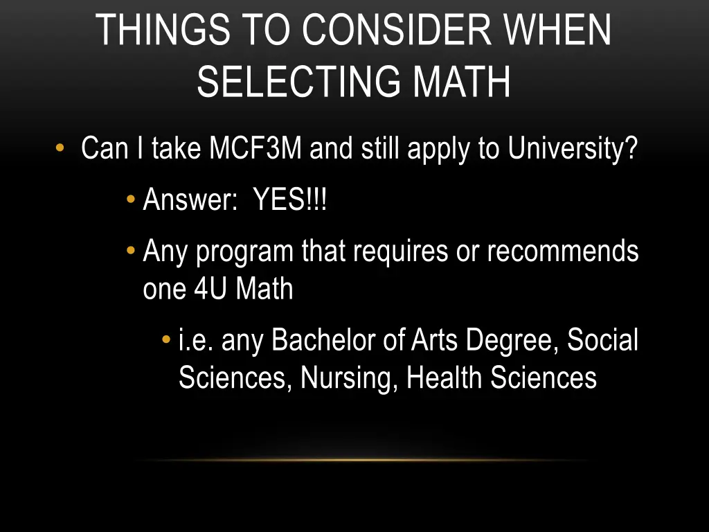 things to consider when selecting math 1