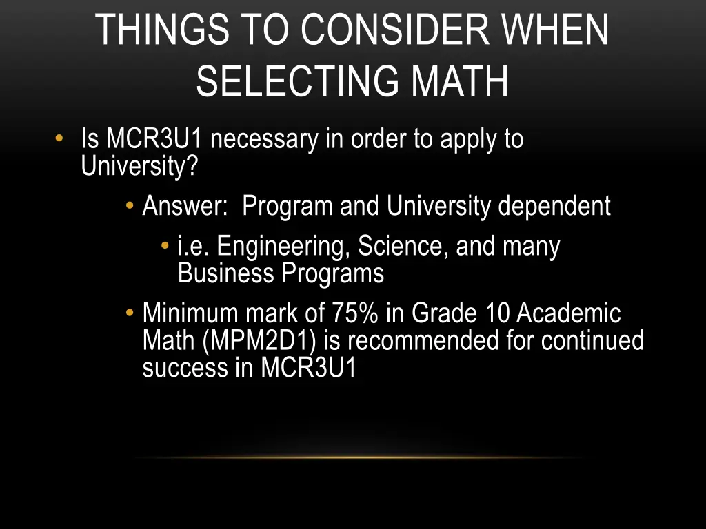 things to consider when selecting math