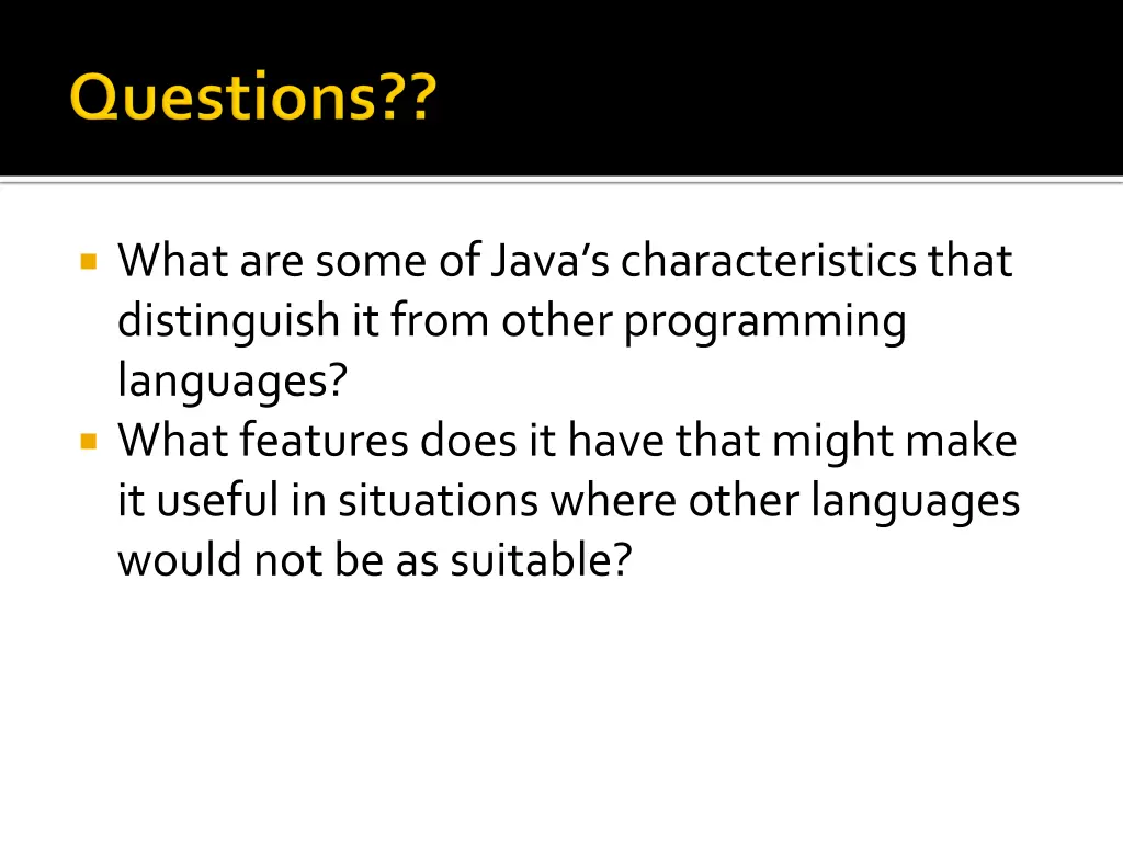 what are some of java s characteristics that