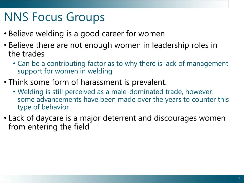 nns focus groups believe welding is a good career