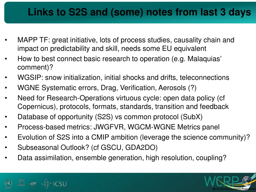 links to s2s and some notes from last 3 days