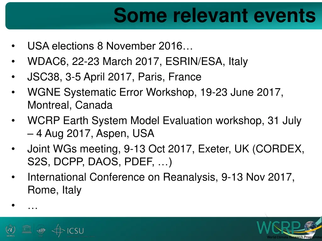 some relevant events