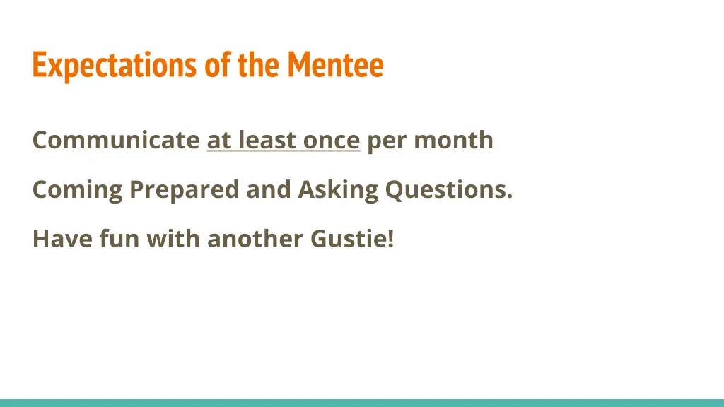 expectations of the mentee