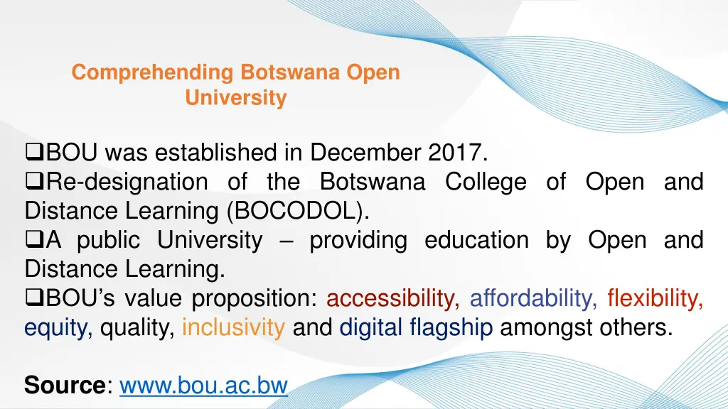 comprehending botswana open university