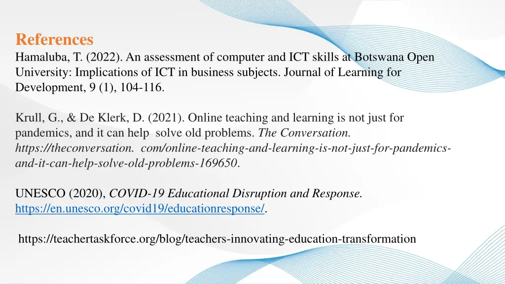 references hamaluba t 2022 an assessment