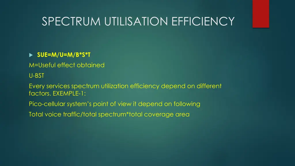 spectrum utilisation efficiency