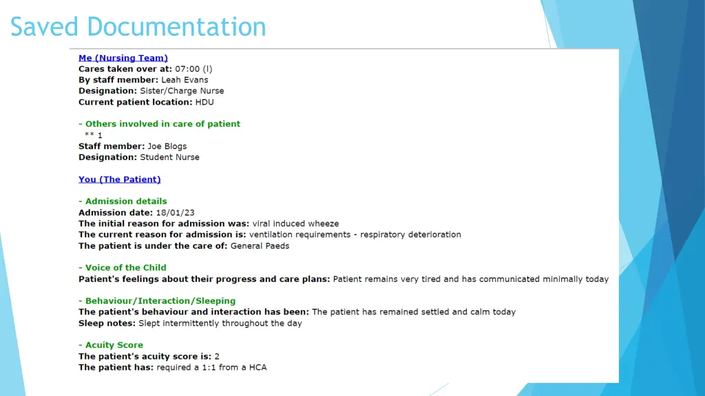 saved documentation
