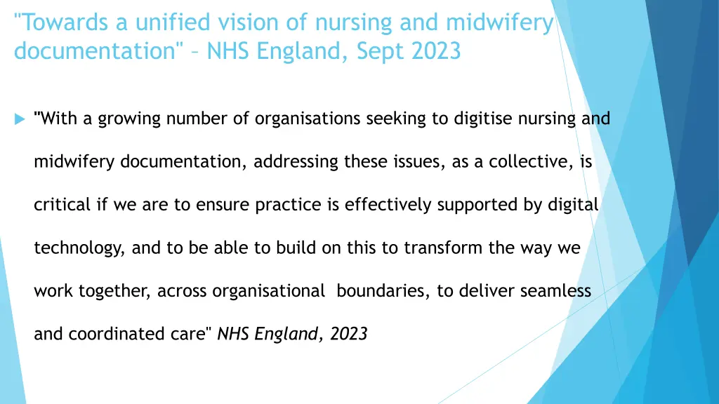 towards a unified vision of nursing and midwifery