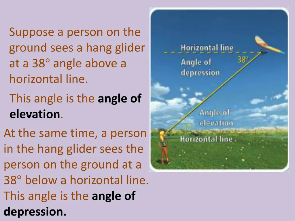 suppose a person on the ground sees a hang glider