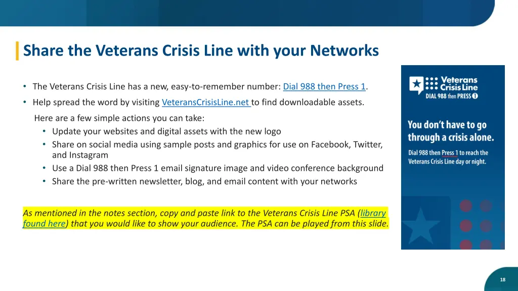 share the veterans crisis line with your networks